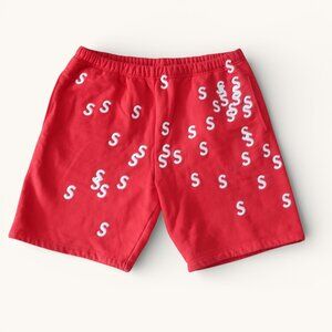 Supreme Red Embroidered Logo Sweat Shorts Size L
